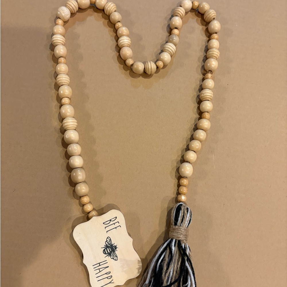 Bee Happy Wooden Bead Garland with Tassel
Approximately 84 cm.